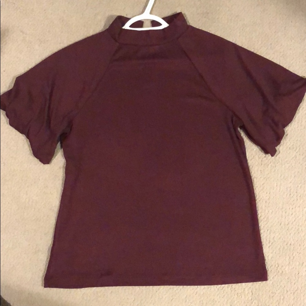 Mock neck, bubble sleeve top